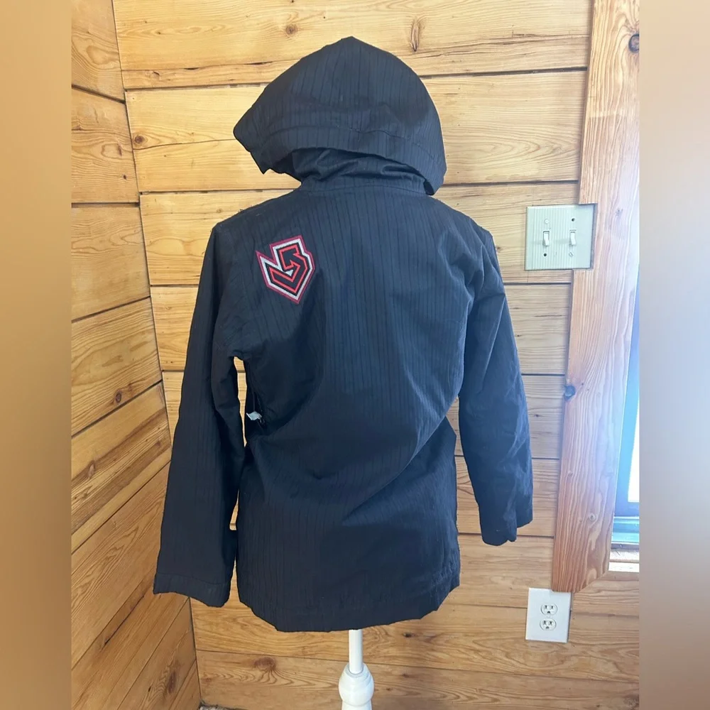 Burton Kids Boys Apollo Jkt Black‎ Red Hooded Coat Winter Jacket 19” P2P - Picture 5 of 14